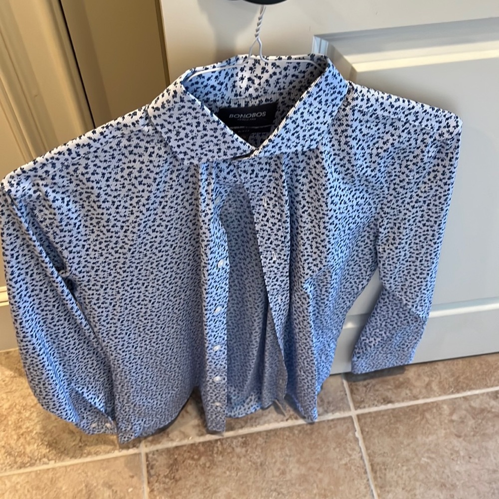 Bonobos Floral Dress Shirt 15.5 Slim 34